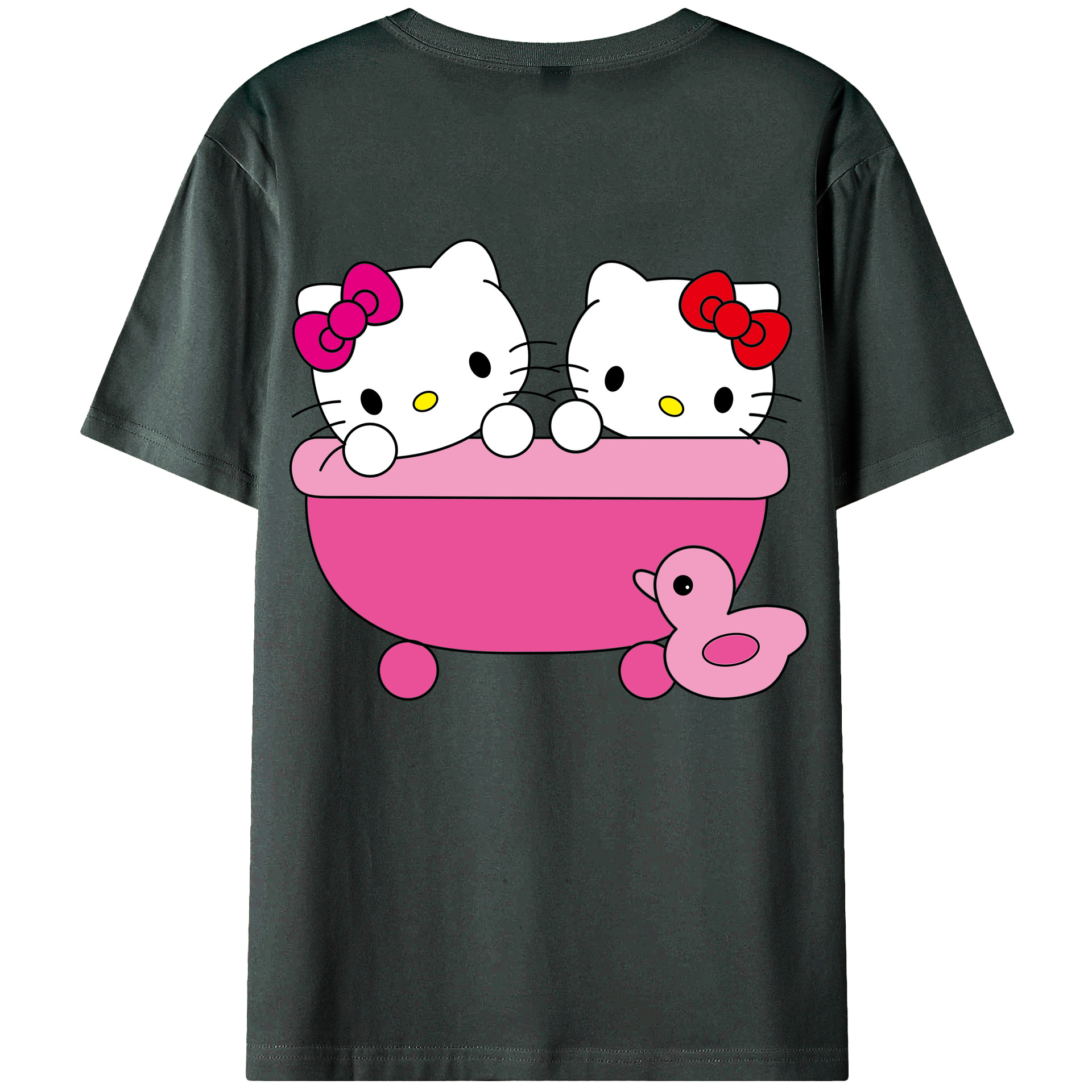 （画像用） Hello Kitty ハローキティ 綿100％ メンズ半袖Tシャツ（バックプリント） 通気性